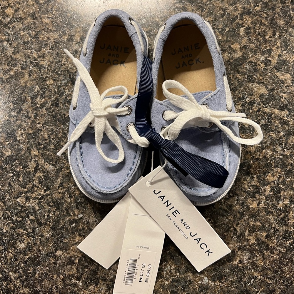 Janie and Jack Blue Leather Toddler Shoes sz 6 NWT!